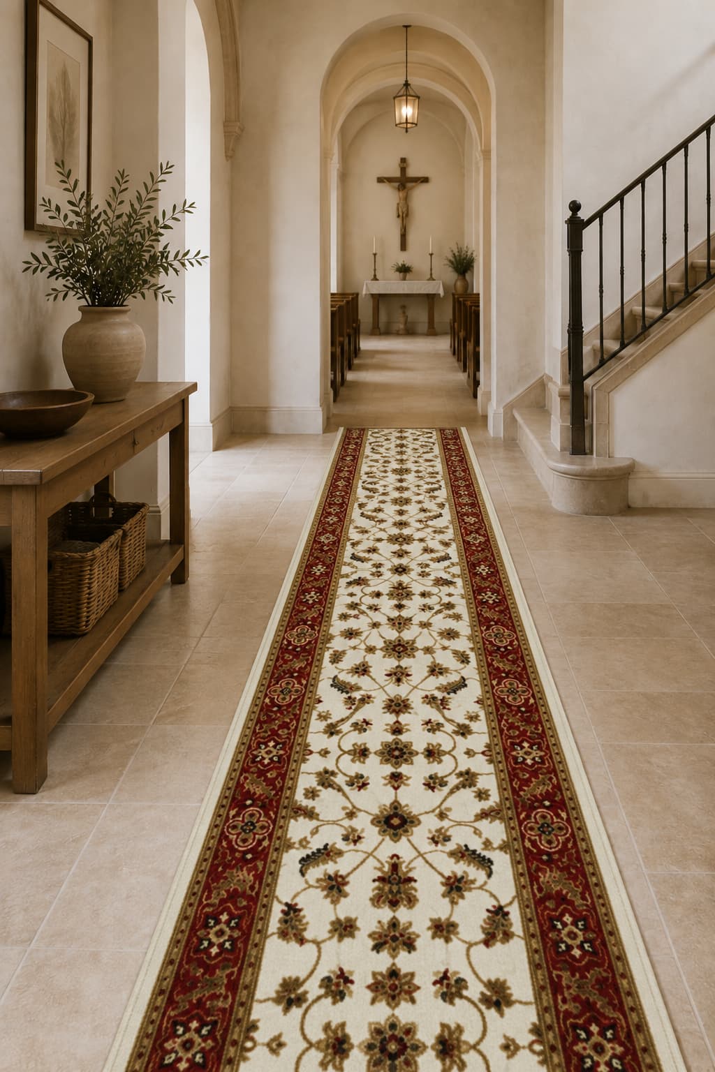 alfombra de pasillo a medida dainty beig flores