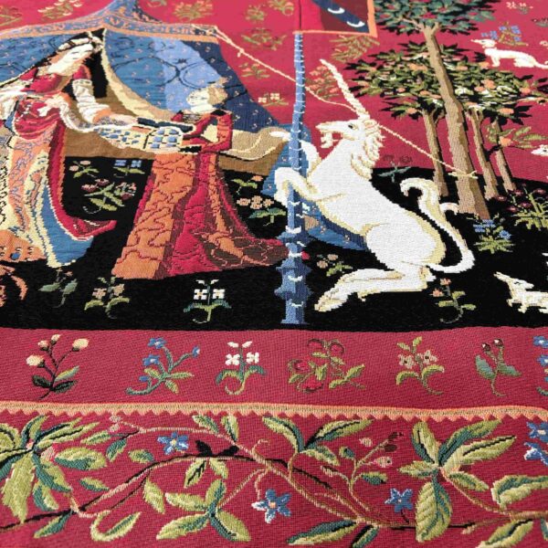 alfombras tapiz decorativo dama y unicornio detalle